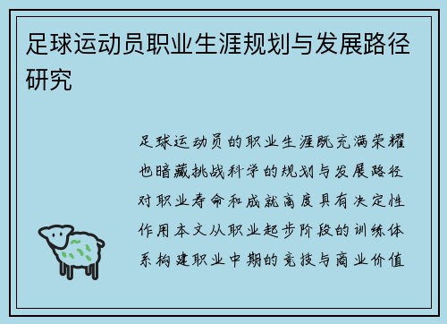 足球运动员职业生涯规划与发展路径研究