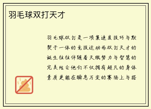 羽毛球双打天才